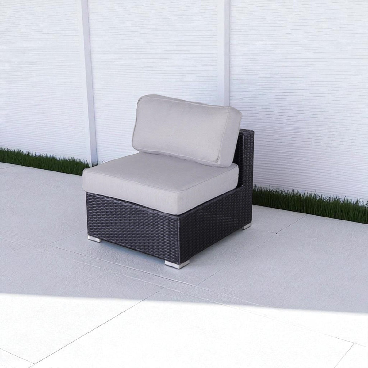 Set Of 2 Armless Weather Resistant Wicker Patio Chairs