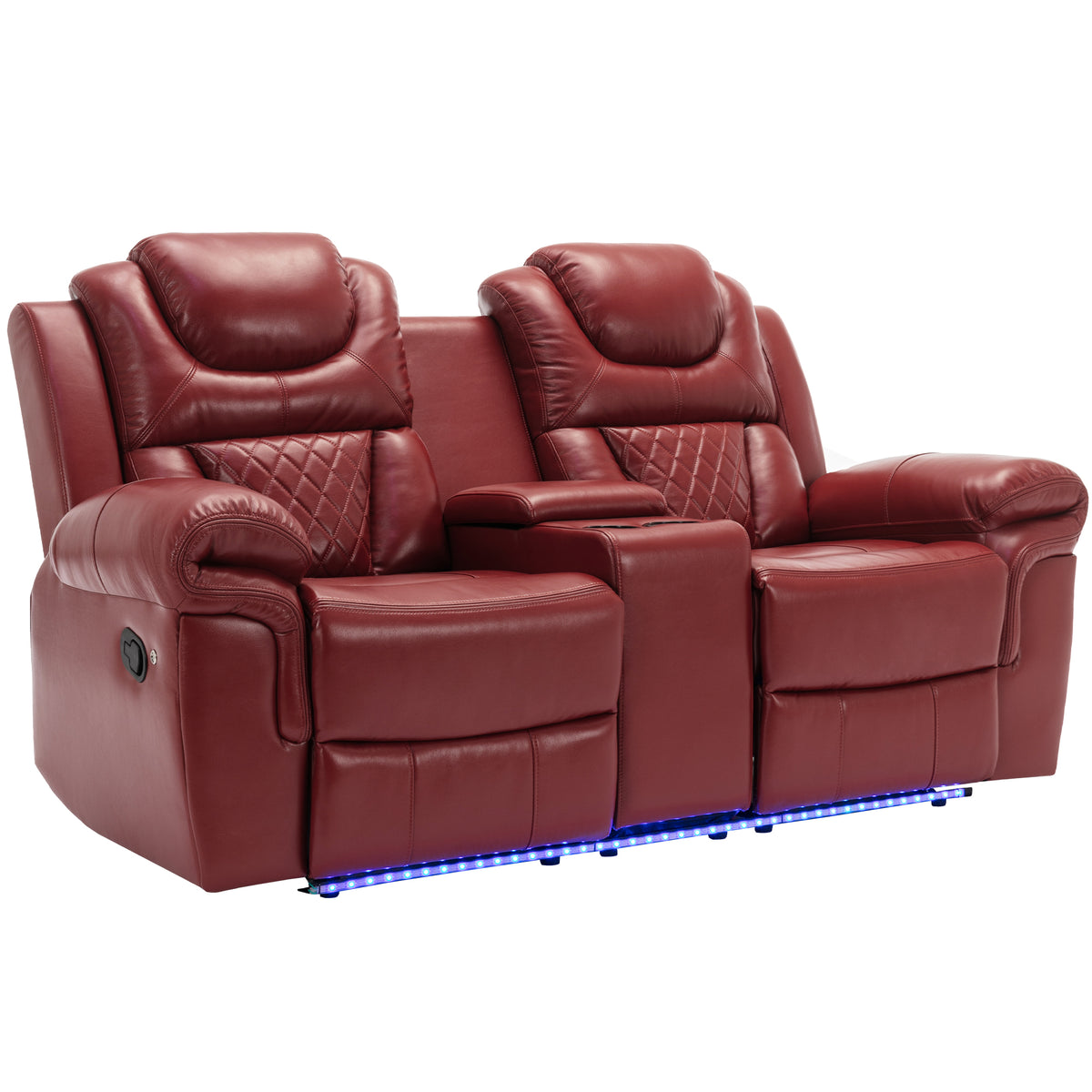 Manual Recliner Chair With Storage Cup Holders LED