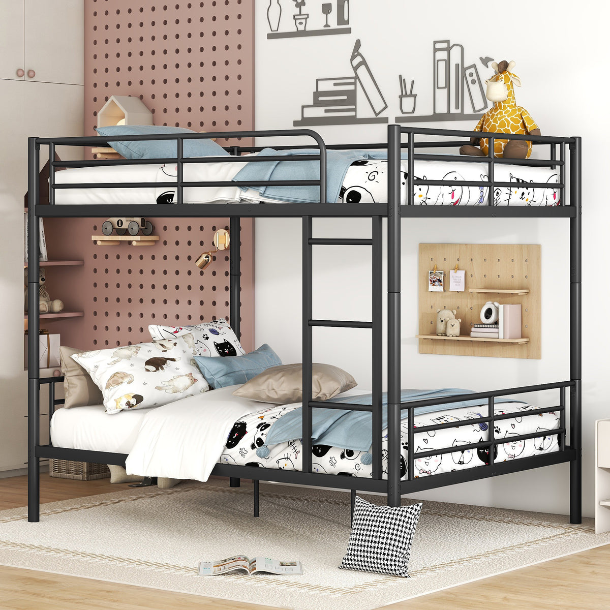 Full Over Full Iron Contemporary Metal Bunk Bed