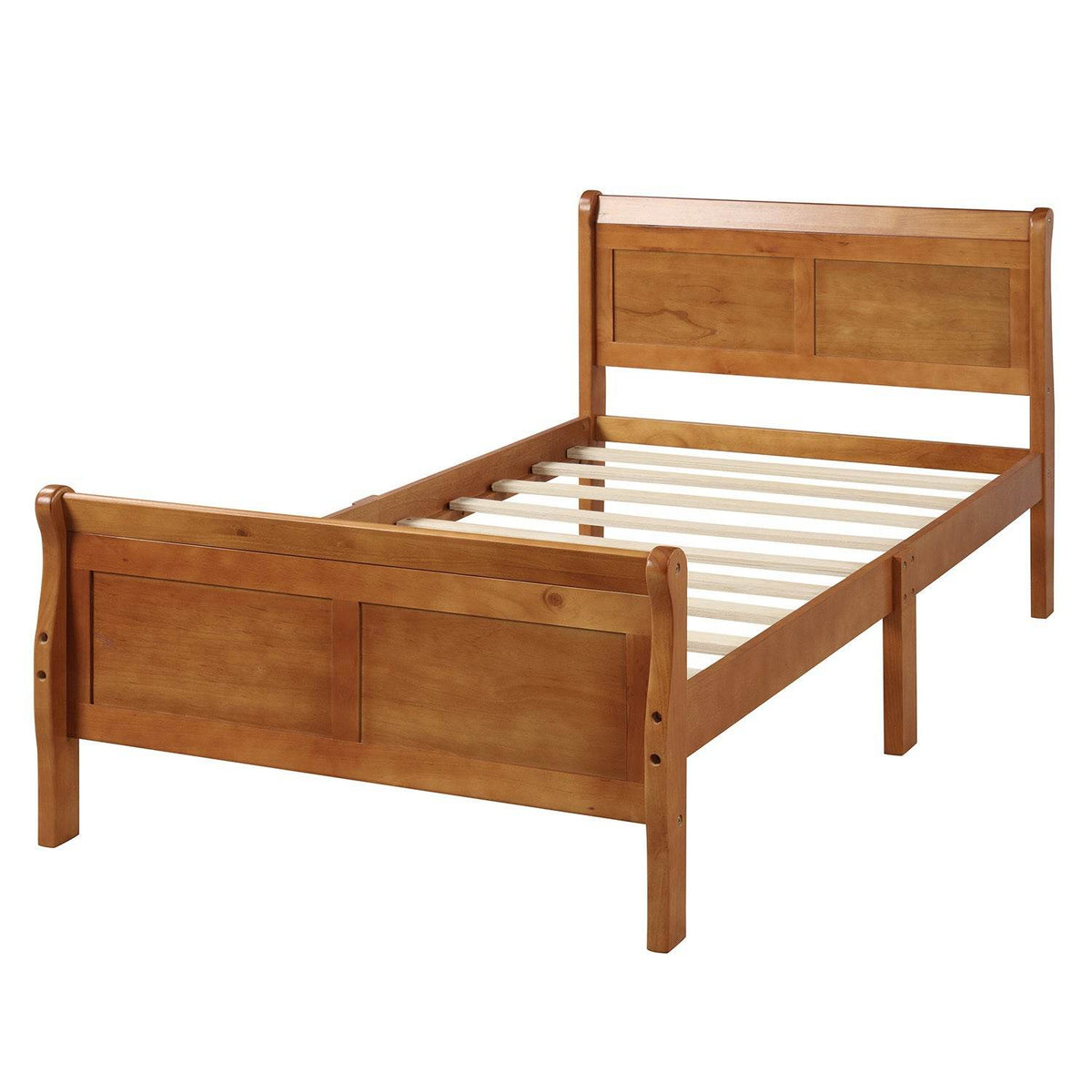 Twin Solid Wood Sleigh Platform Bed Frame
