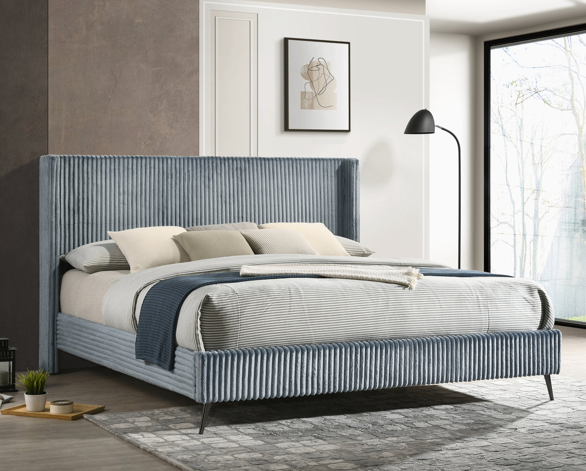 Contemporary Wide Wale Corduroy Upholstery Panel Bed