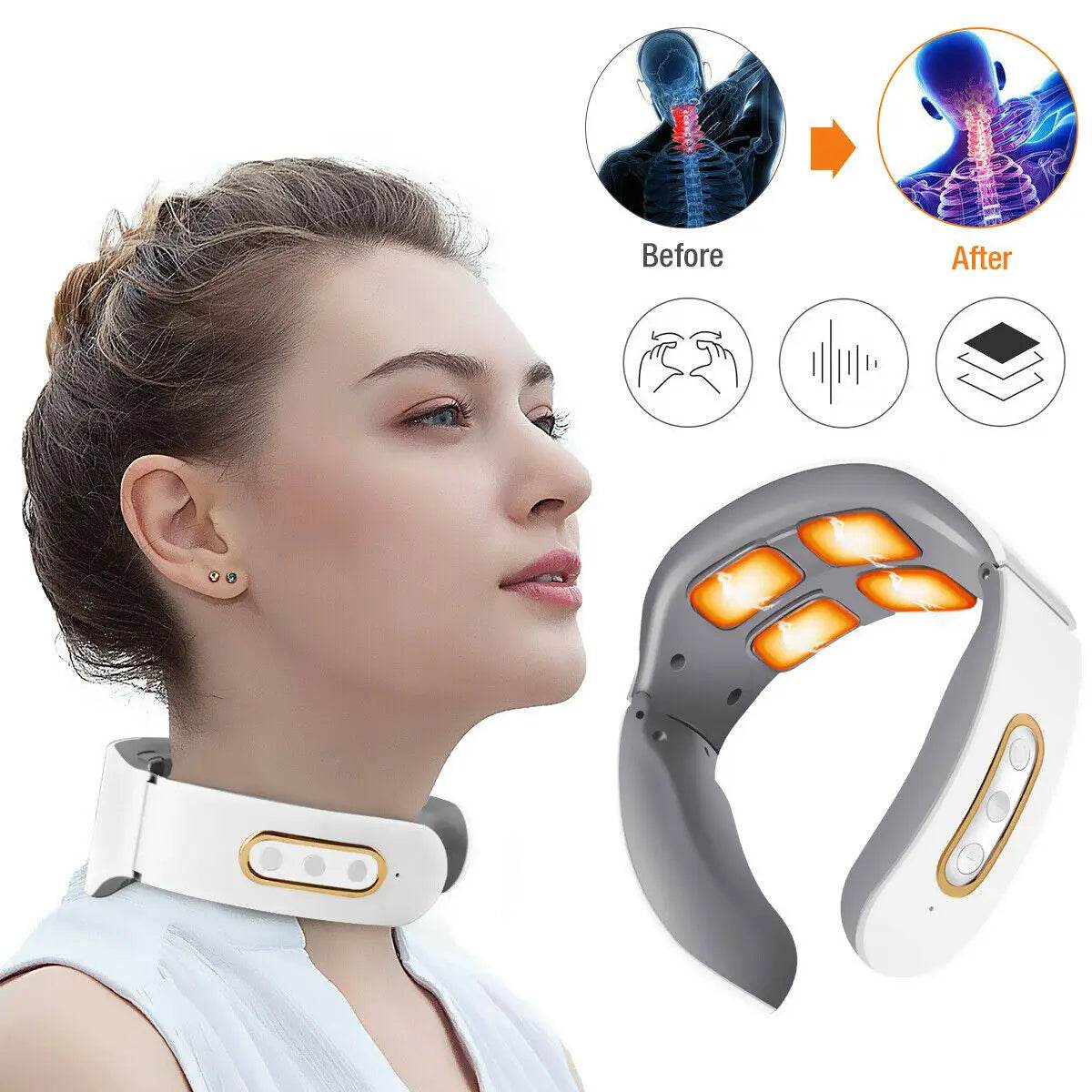 Electric Neck Shoulder TENS Pulse Massager With Heating - CAMMUO - Sleep Galleria