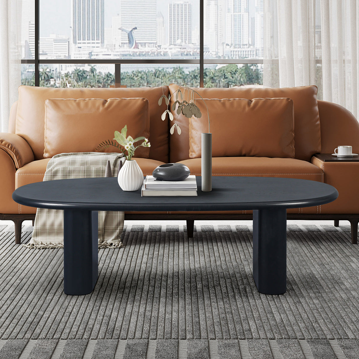 51-Inch Oval Tapered Tabletop MDF Coffee Table