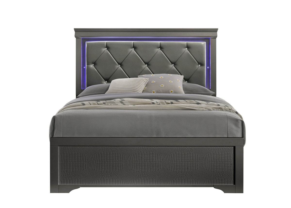 Blaze Twin Bed Frame With Upholstered Tufted LED Headboard