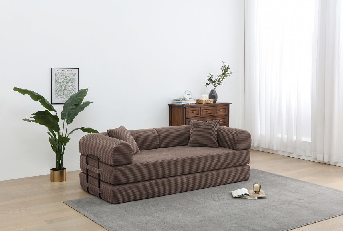 Convertible Corduroy Folding Sofa Bed With Plush Comfort