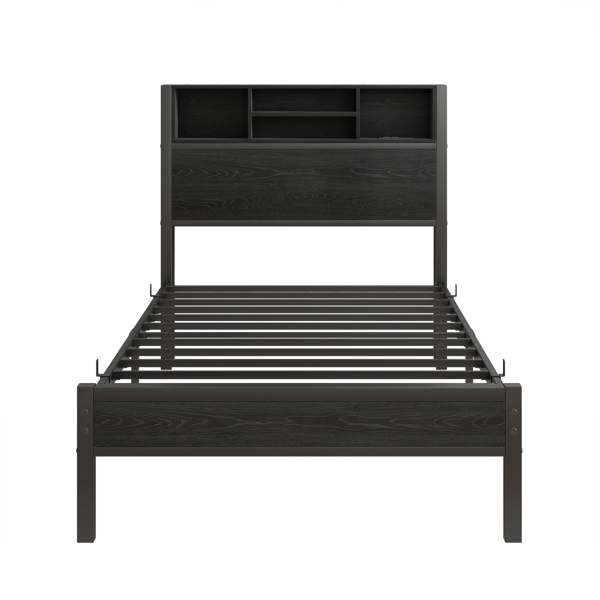 Twin Metal Platform Bed Frame With Storage Headboard Charging Station