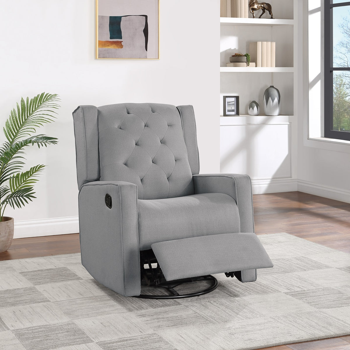Contemporary Plush Manual Swivel Recliner Chair