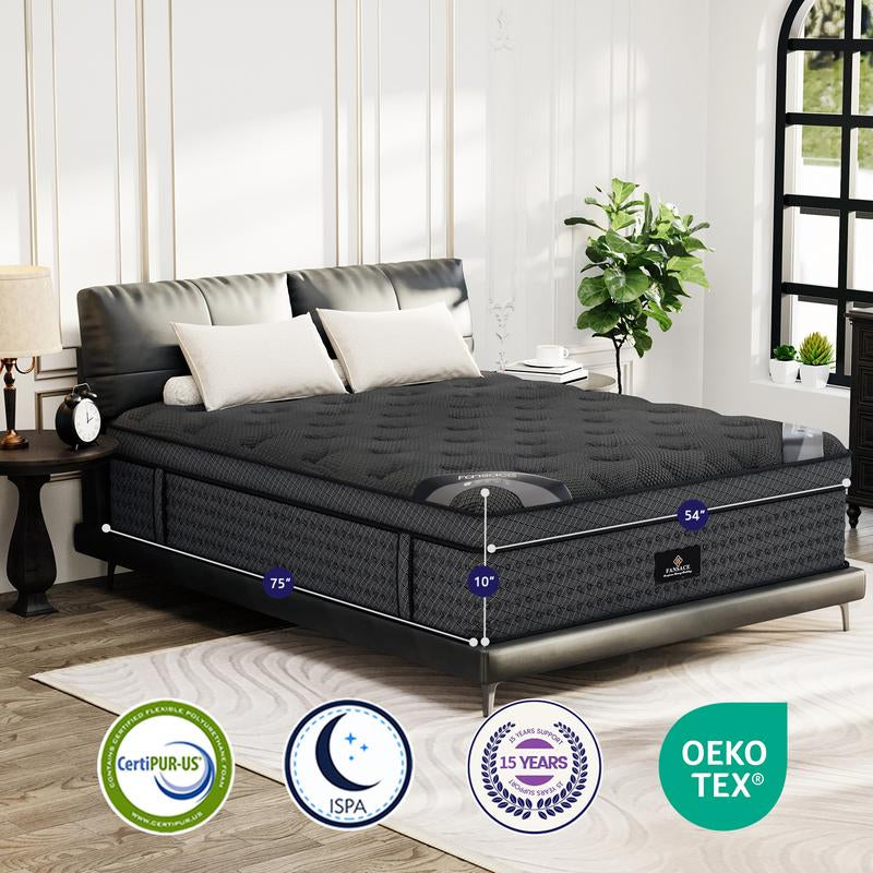 【Live Exclusive】Fansace 10/12/14/16 Inch Deluxe Hybrid Mattress,Spring Mattress in a Box, Medium Firm Mattresses with Gel Memory Foam & Pocket Springs, Extra Edge Support Mattress Latex Mattress Gel Memory Foam Queenking Mattress