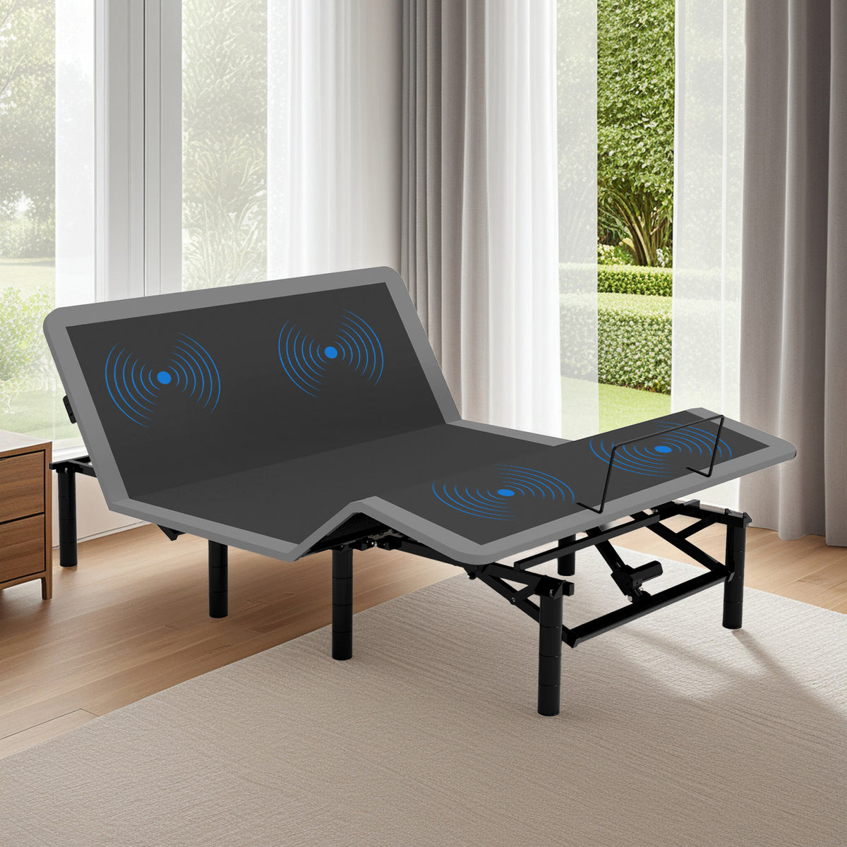 Adjustable Queen Steel Bed Frame With Massage Remote