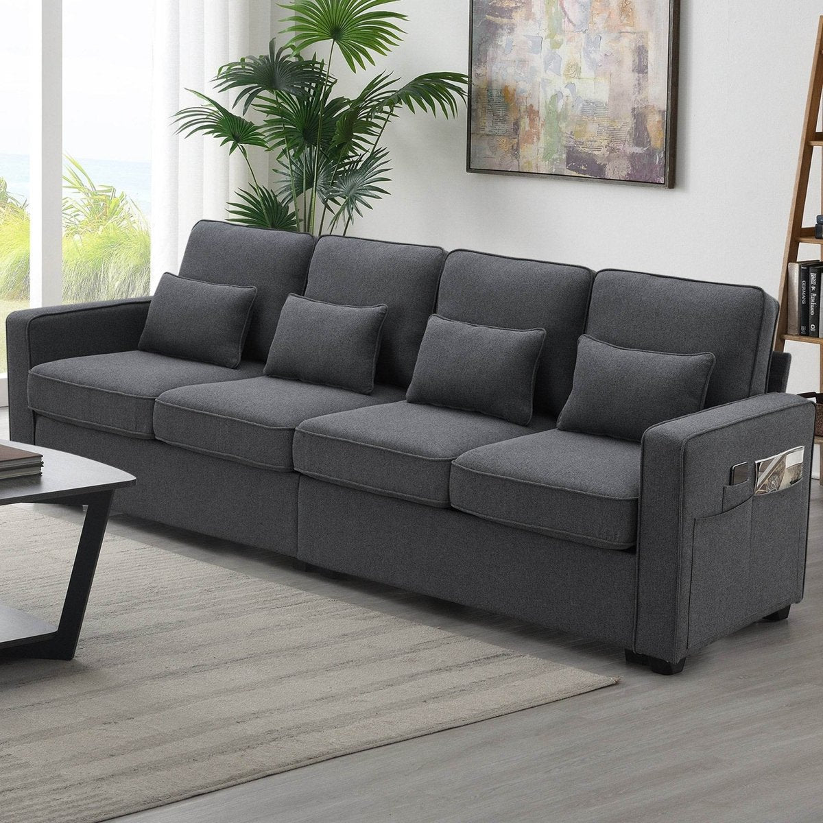 Modern Linen Fabric 4-Seater Sofa - Sleep Galleria