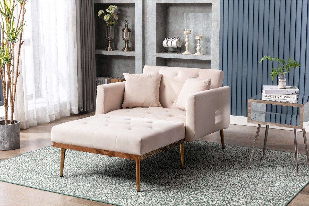 Classic Velvet Upholstered Adjustable Chaise Lounge Chair - Driftwood - Sleep Galleria