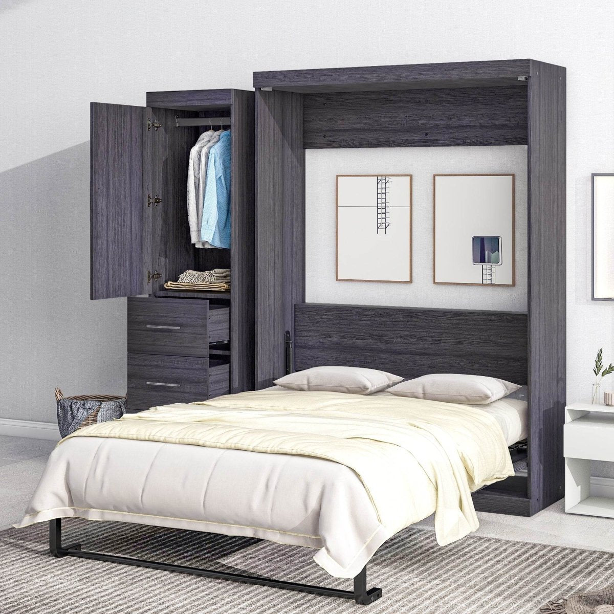 Full Size Folding Murphy Bed With Wardrobe Drawers - Sleep Galleria
