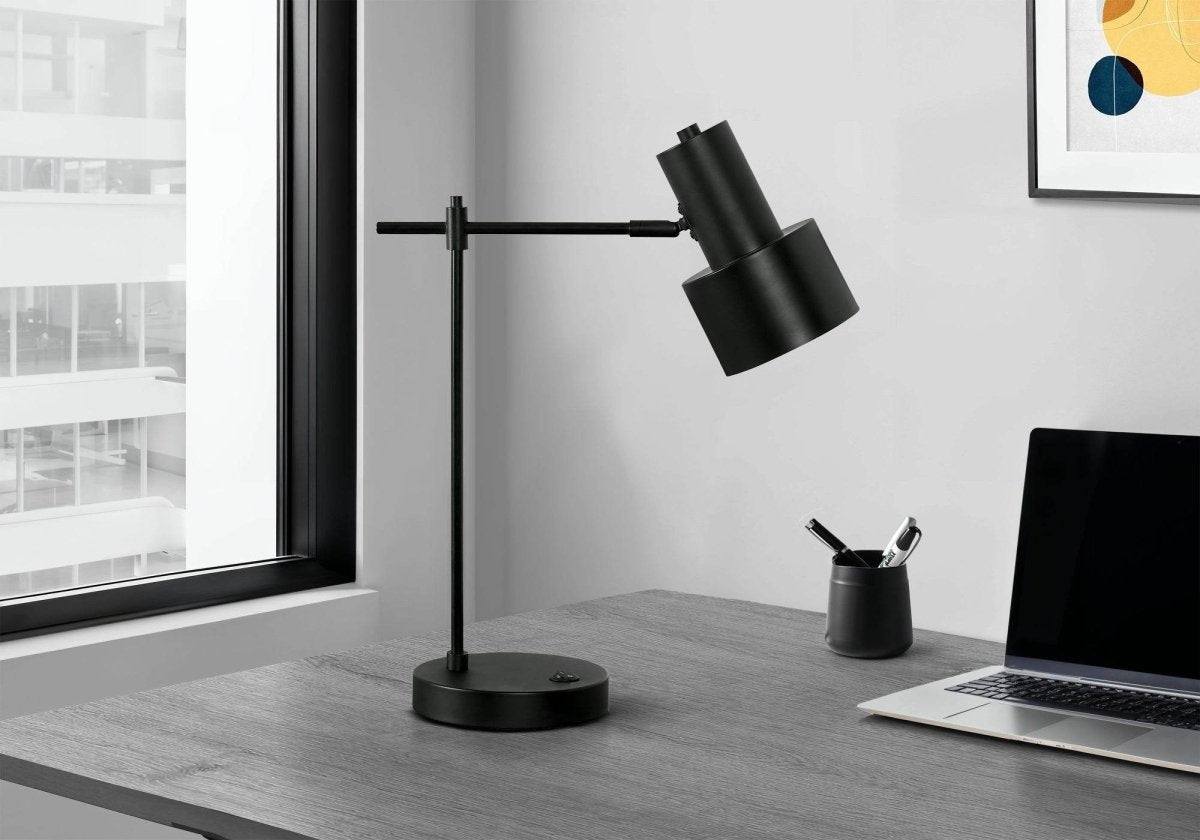 Modern Black Metal USB Port Table Lamp - Driftwood - Sleep Galleria