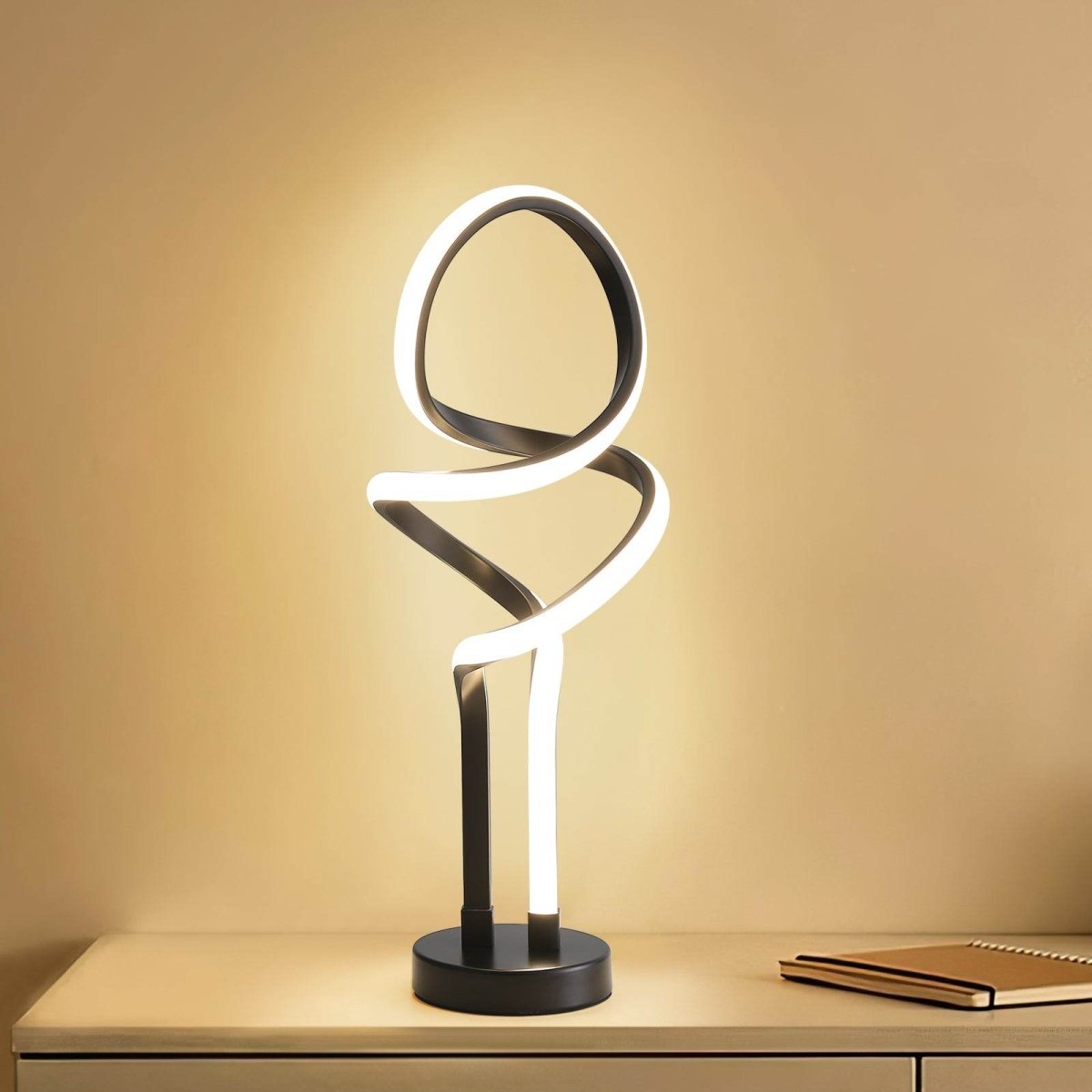 Modern Double Spiral Adjustable Brightness LED Table Lamp - Driftwood - Sleep Galleria