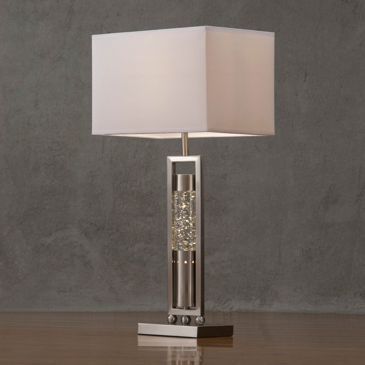 Modern Satin Nickel Finish Decorative Table Lamp - Driftwood - Sleep Galleria