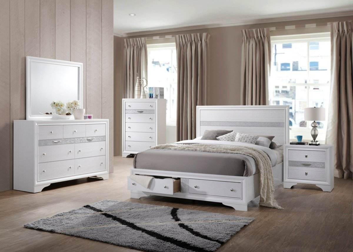 Traditional White Wood 5-Piece Bedroom Furniture Set - Sleep Galleria