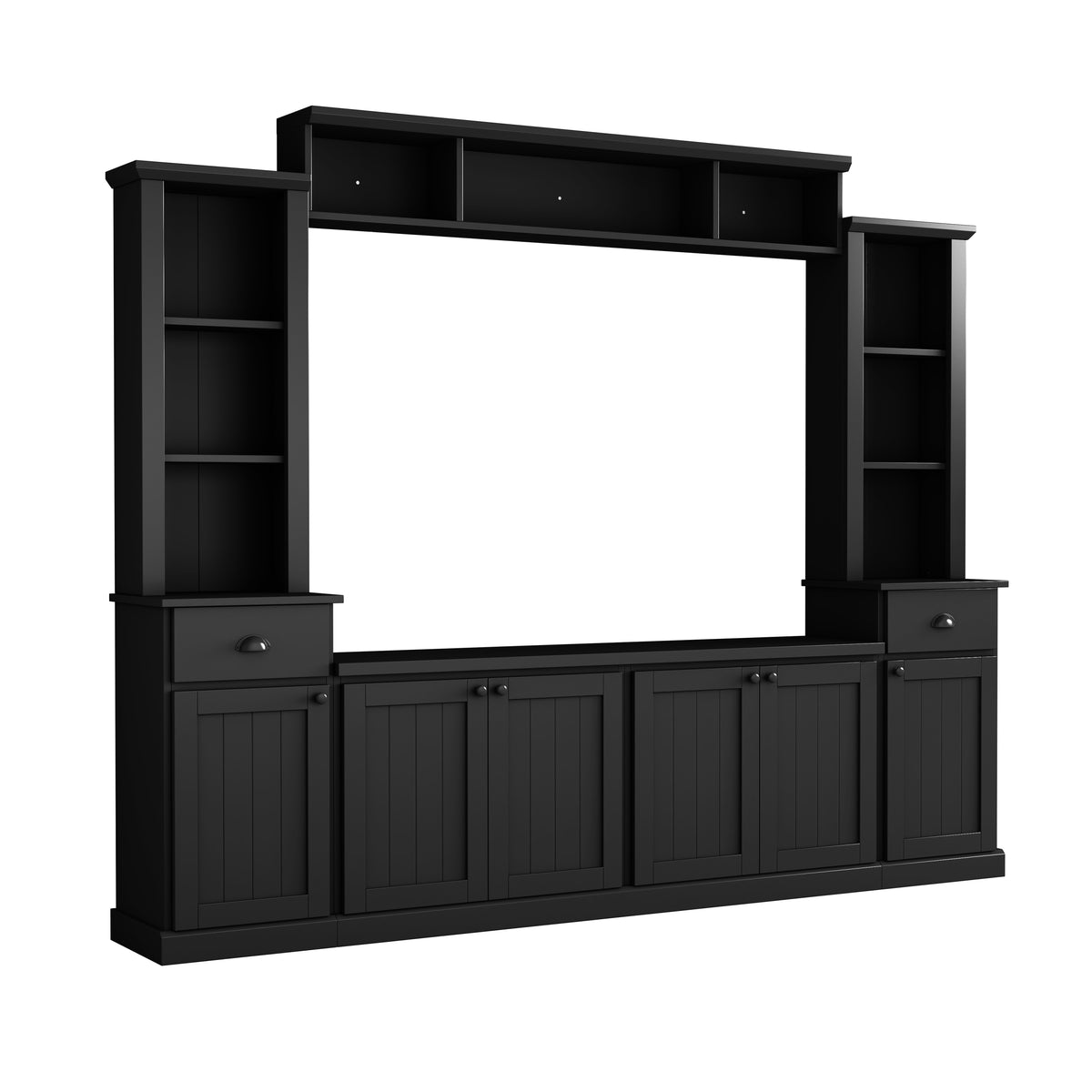 Adjustable Height Black Particle Board TV Stand Console