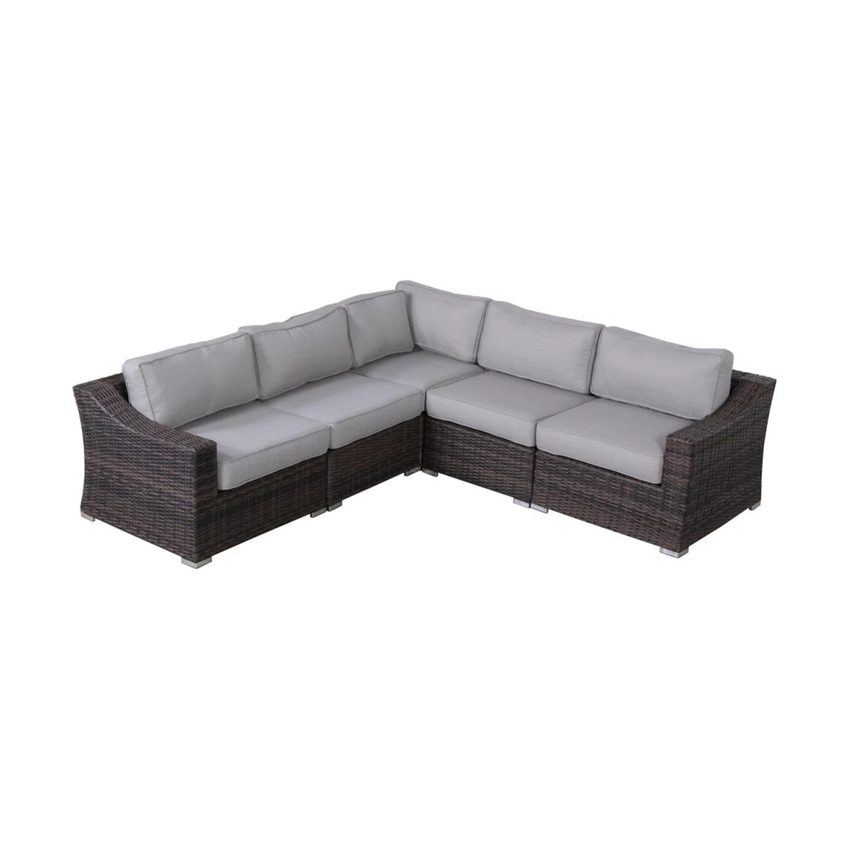 5-Piece Modern Rattan Wicker Sectional Patio Set With Cushions