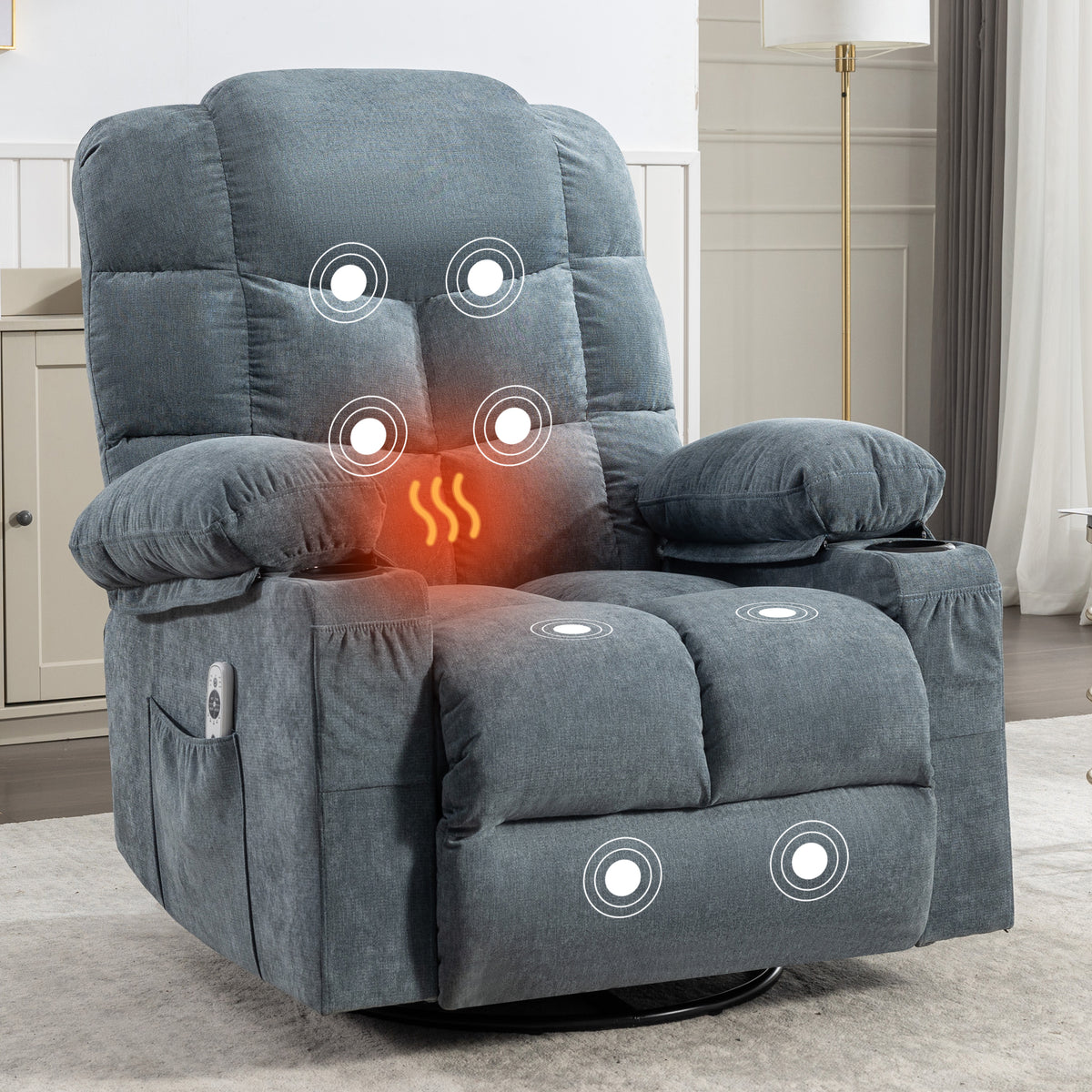 Soft Massage Rocker Recliner Chair With Heat And USB Port