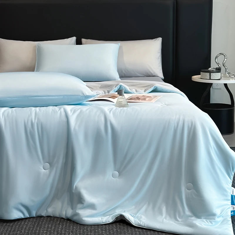 Cooling Blanket Cold Technology Bedding Summer Patchwork Quilts Soft Fashion INS Japan&Korean Green Cold Throws AB Side