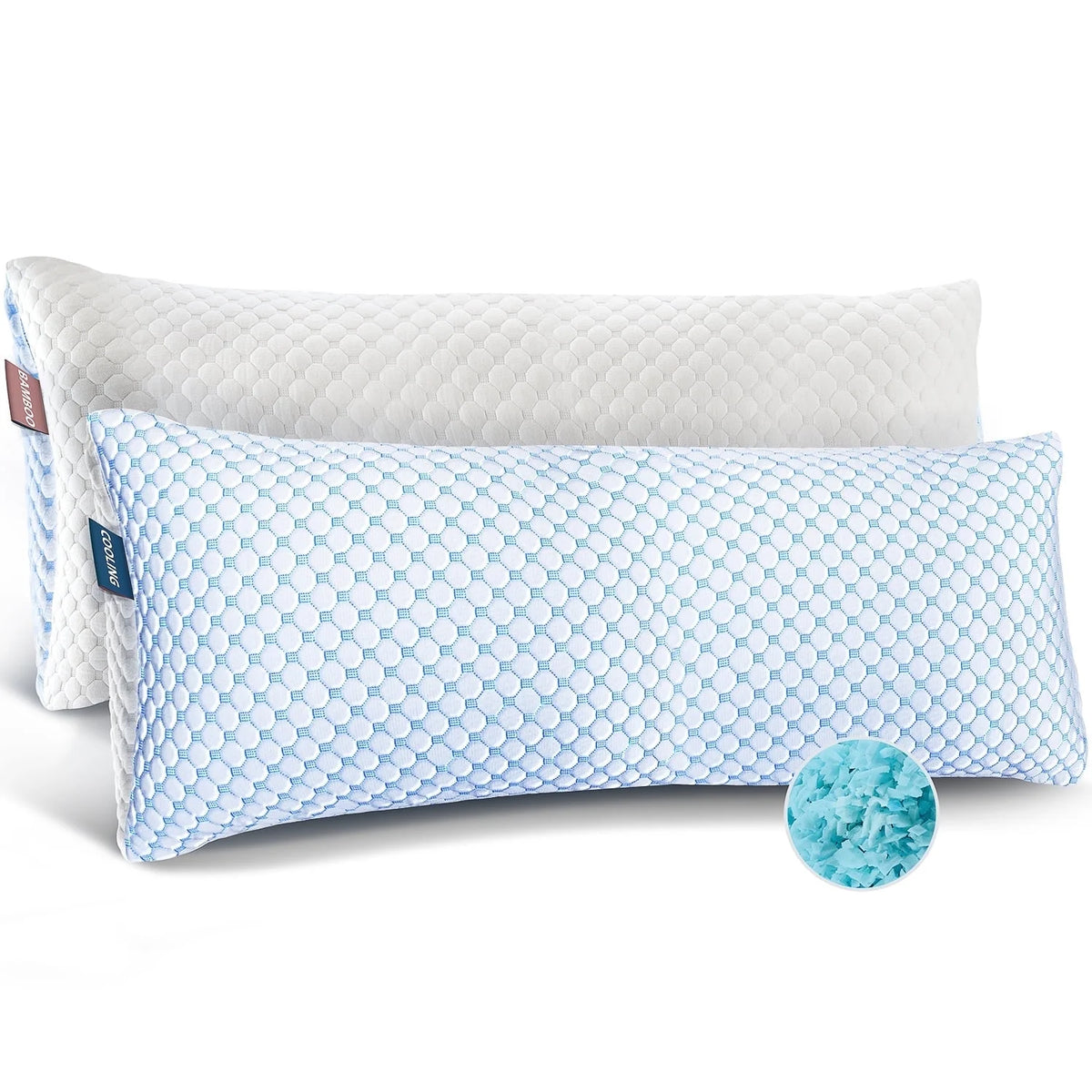 Virtu Temperature Regulating Reversible Cooling Body Pillow for Adult, Adjustable Memory Foam Long Body Pillows for Bed, 20" X 54"