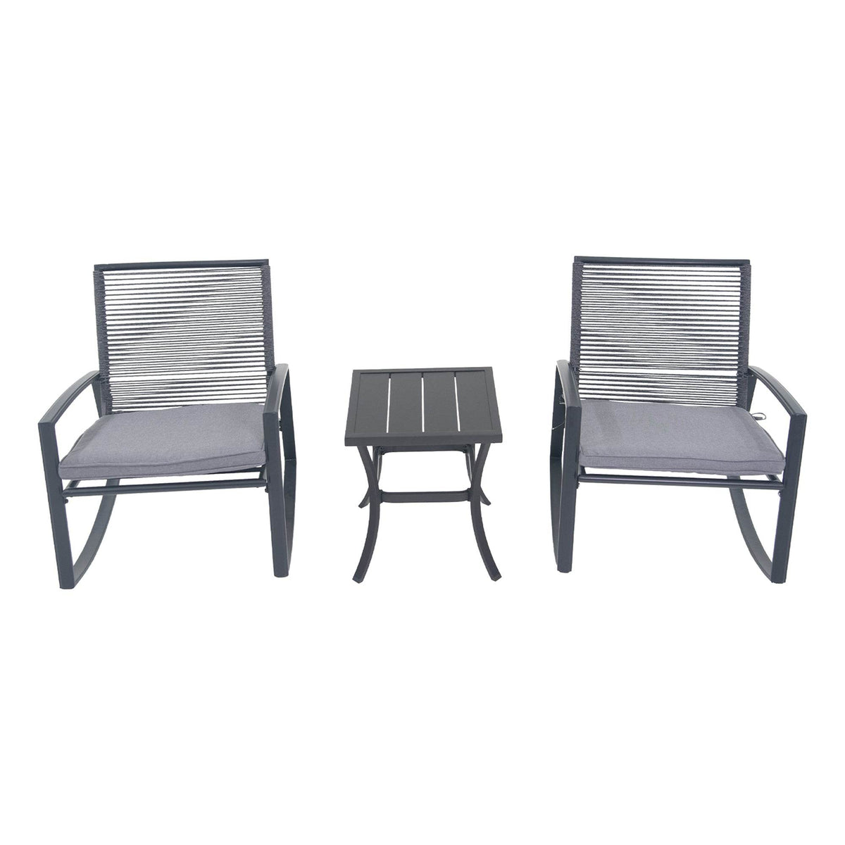 2-Person Outdoor Patio Metal Rocking Bistro Set