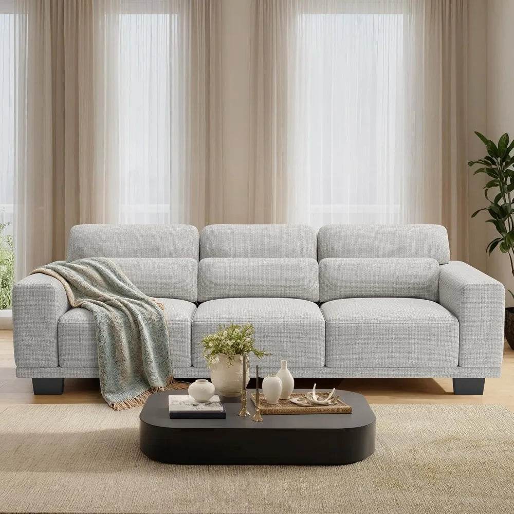 Modern Cotton Upholstered 3-Seater Living Room Sofa - Sleep Galleria