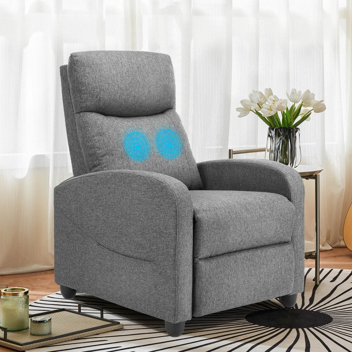 Fabric Upholstered Adjustable Massage Recliner Chair - Sleep Galleria