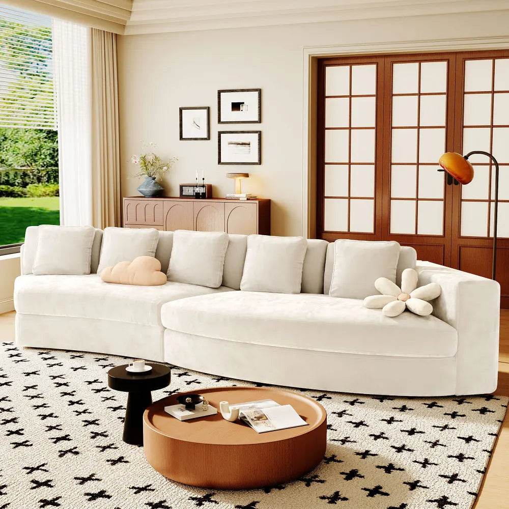 2-Piece Chenille Modular Curved Sectional Sofa Set - Sleep Galleria