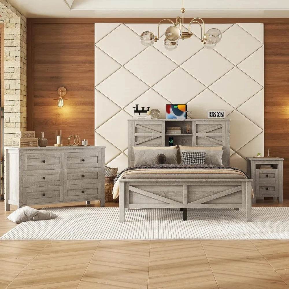 3 - Piece Modern Wood Platform Bed Frame Set - RBXC - Sleep Galleria