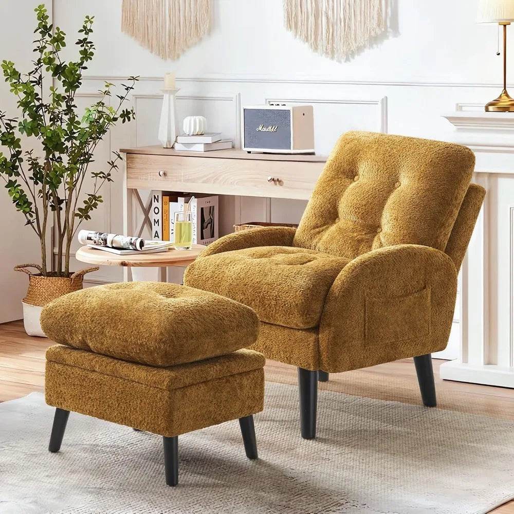 Adjustable Backrest Chenille Fabric Accent Chair With Ottoman - Restalyn - Sleep Galleria
