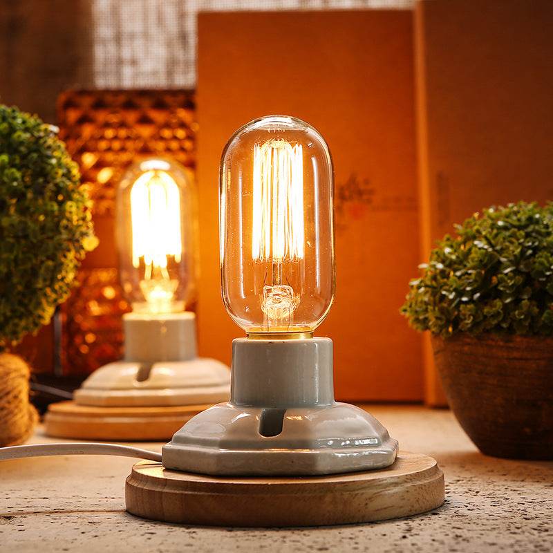 Retro Ceramic Wood Base Dimmable Night Light - Restalyn - Sleep Galleria