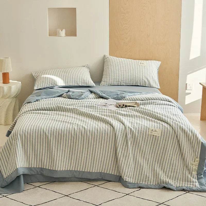 Mugwort Fibre Jacquard Summer Cotton Quilt Blanket - Restanew - Sleep Galleria