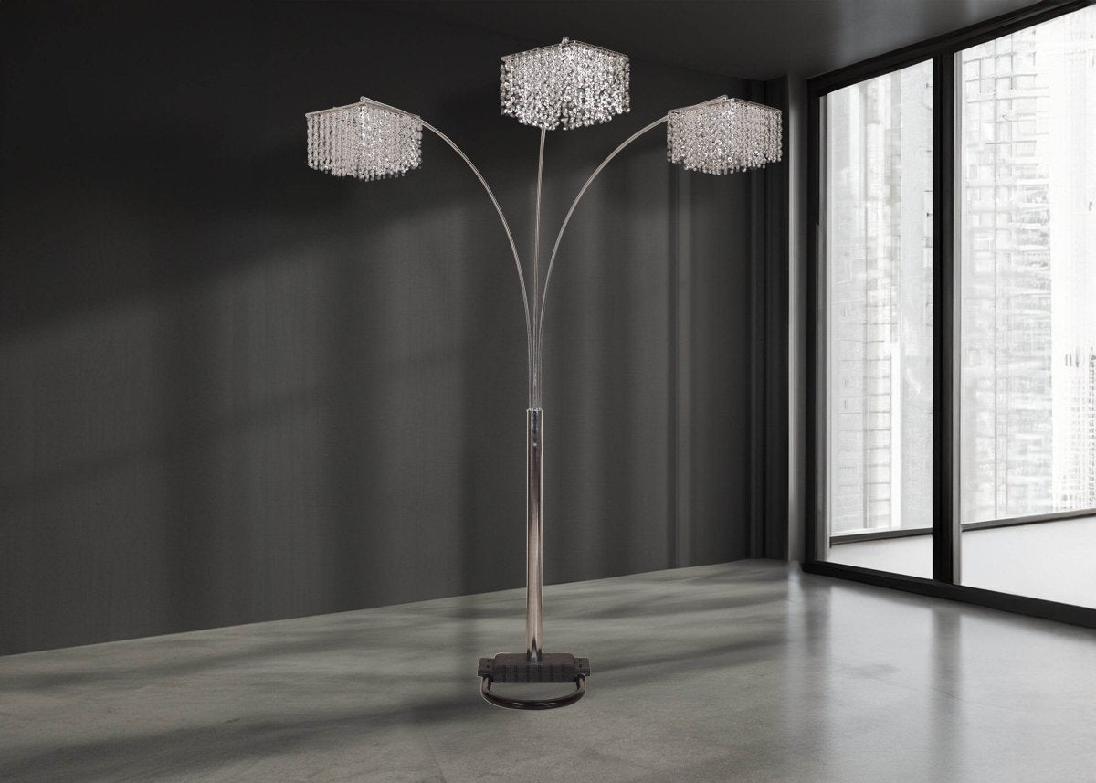 Modern Multi - Head Crystal Accents Arc Floor Lamp - Serenova - Sleep Galleria