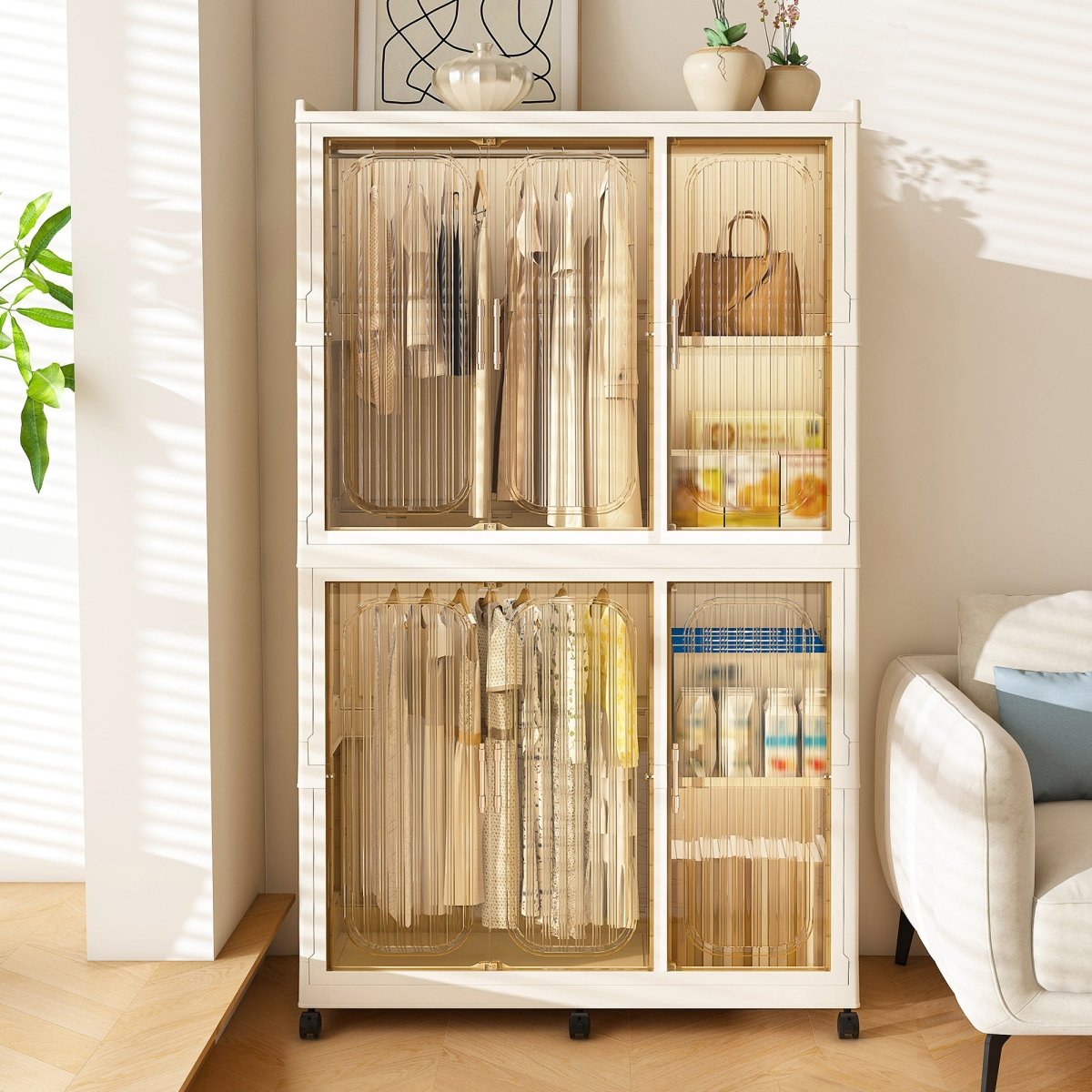 Portable Children’s Wardrobe Closet Storage Organizer With Casters - Serenova - Sleep Galleria