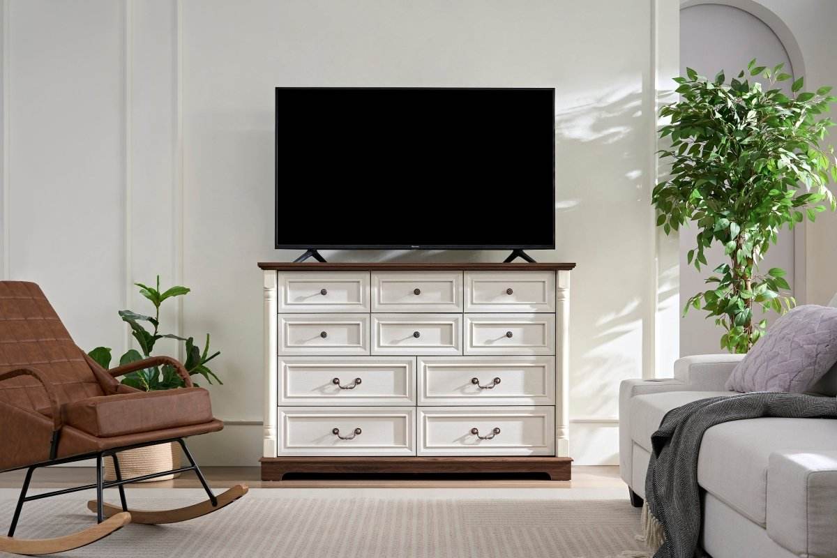Rustic Walnut 10-Drawer Wooden Storage Dresser - Sleep Galleria
