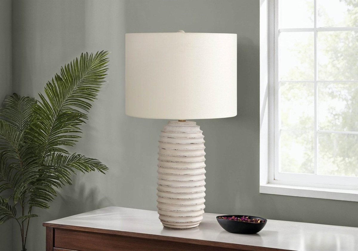 Transitional Cream Resin Textured 28 - Inch Table Lamp - Serenova - Sleep Galleria