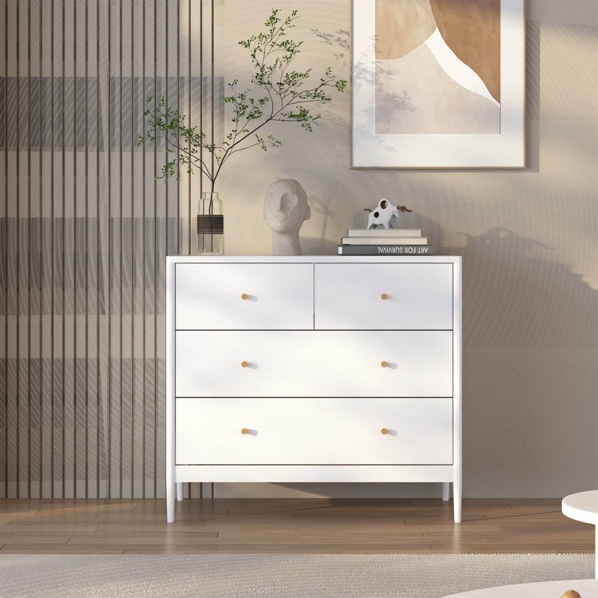 White 4-Drawer Modern Kids Storage Dresser - Sleep Galleria