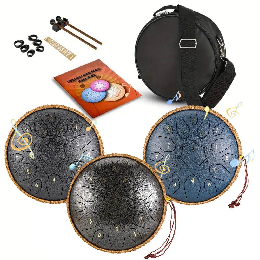 12 Inch D Tone Ethereal Drum Yoga Meditation Sound Healing 15 Notes Percussion Musical Instrument Child Beginner Hand Drum - Sleep Galleria - Sleep Galleria