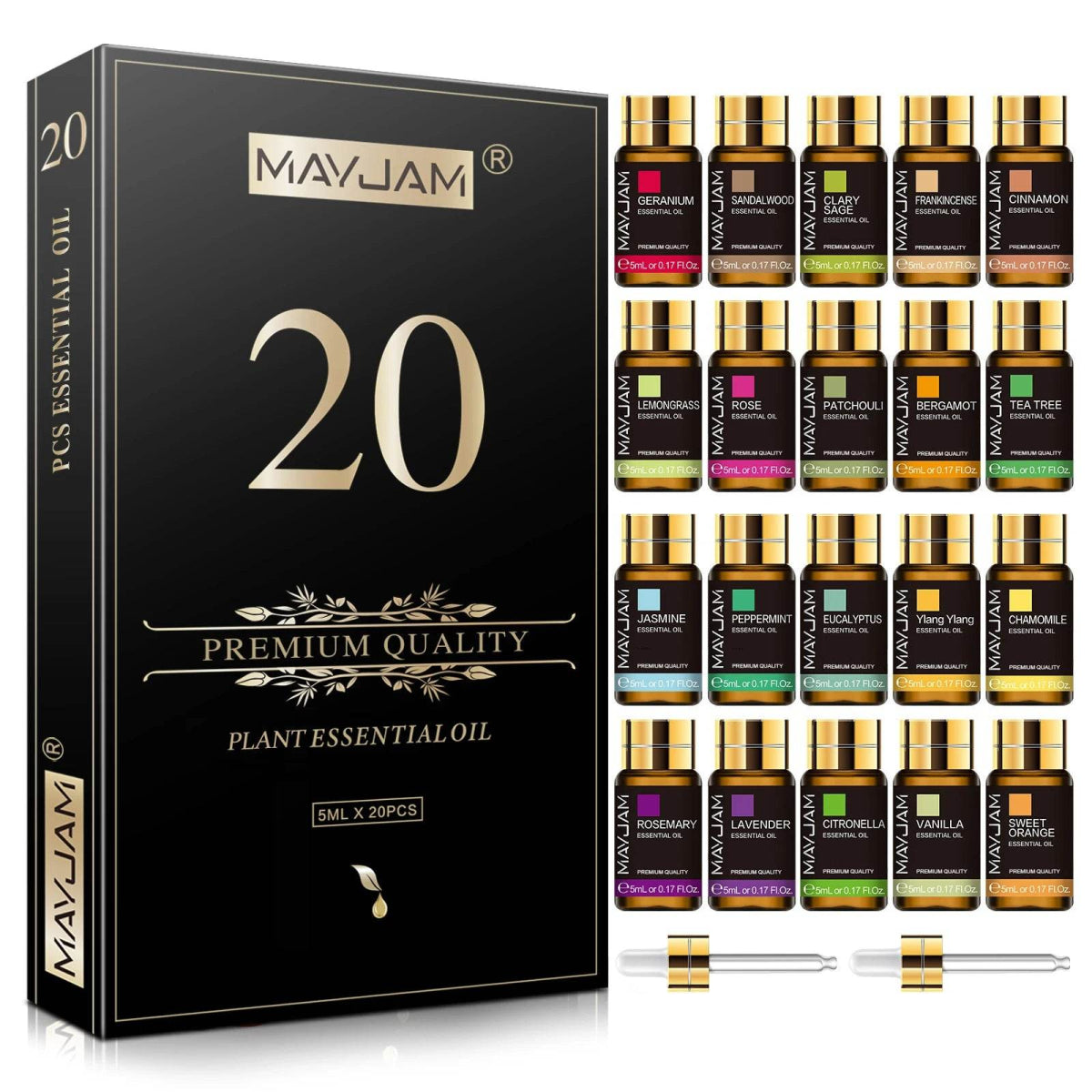 20pcs Kits Gift Box Essential Oil for Diffuser Pure Natural Plant Extract Frankincense Vanilla Lemon Mint Jasmine Tea Tree Oil - Sleep Galleria - Sleep Galleria