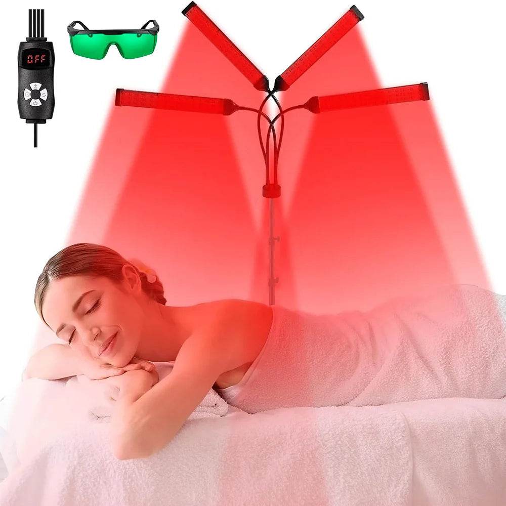 4 Head Red Light Therapy Lamp Infrared Light w/Timer Adjustable 660nm 850nm Near Infrared Light for Body Pain Relief Skin Care - Sleep Galleria - Sleep Galleria