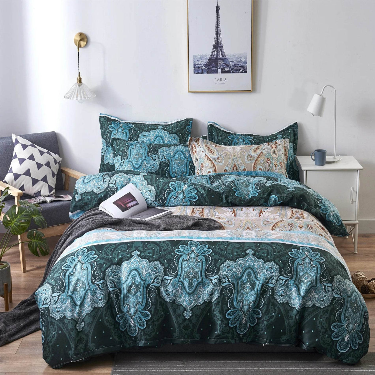 Bohemian Style Bed Sheets Three Piece Blue Colored Bohemian Indian Mandala Bedding Set Exotic Bohemian Style Quilt Cover - Sleep Galleria - Sleep Galleria