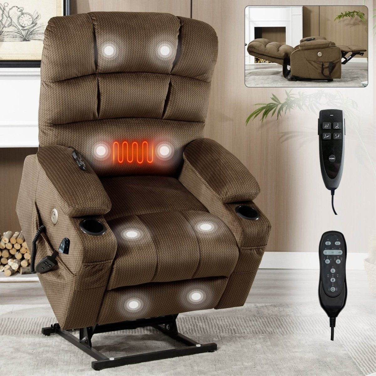 Brown Dual Motor Infinite Position Up to 350 LBS - Sleep Galleria - Sleep Galleria