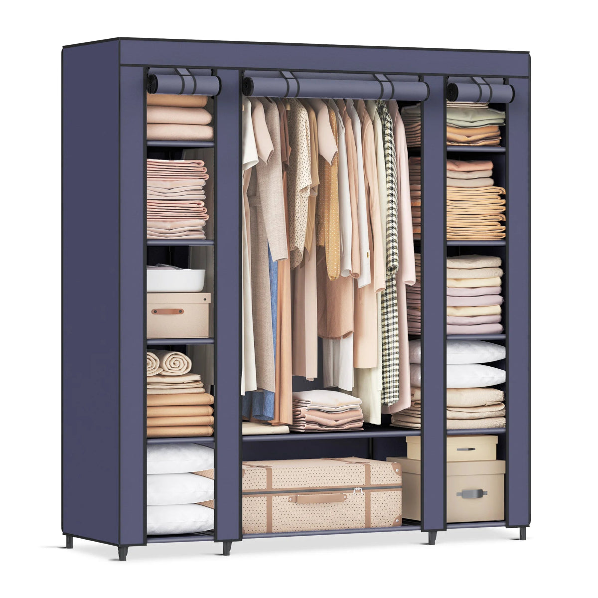Portable Fabric Closet Wardrobe With Hanging Rod Organizer - SONGMICS - Sleep Galleria