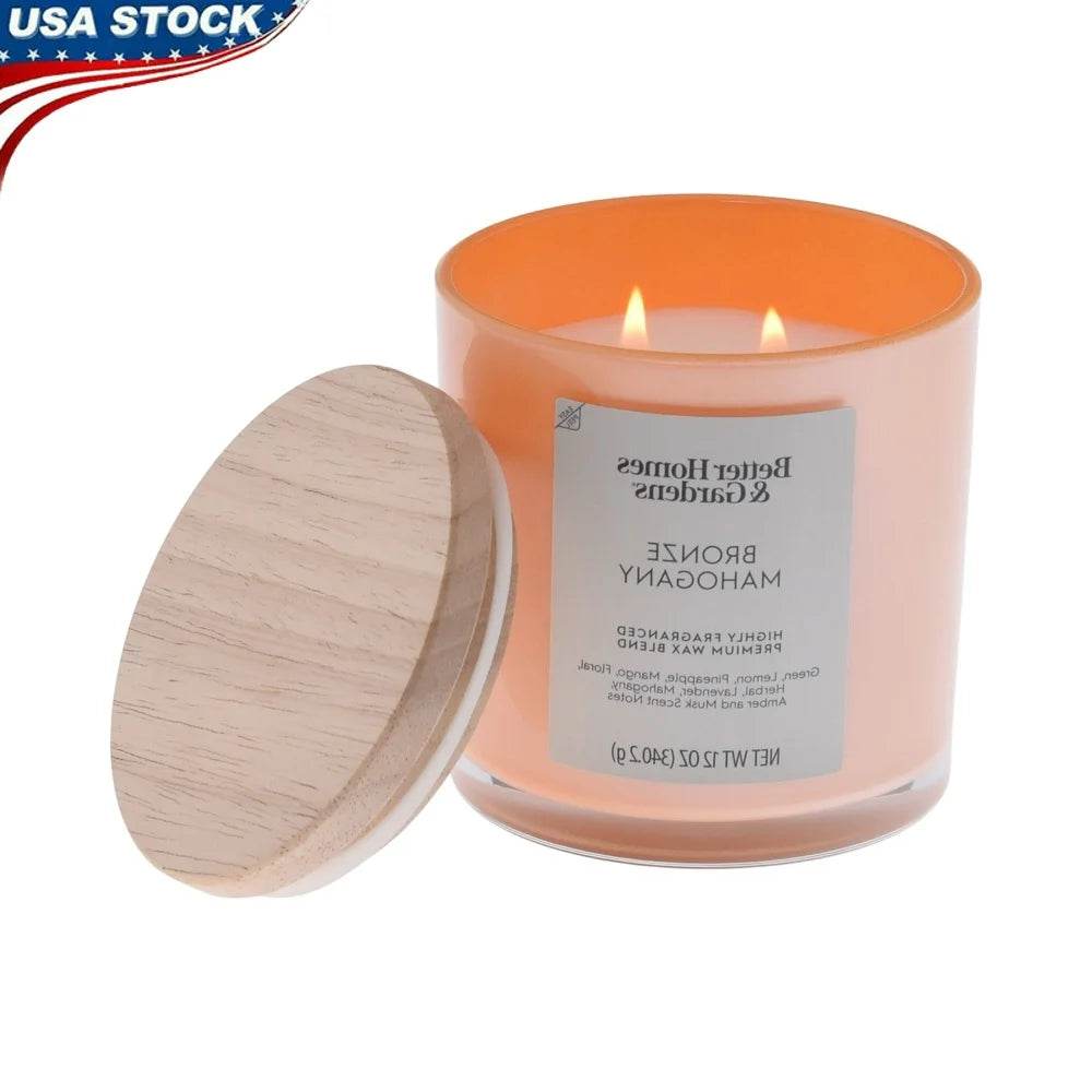 Bronze Mahogany Scented 12oz Jar Candle With Double Wicks - XMSJ - Sleep Galleria
