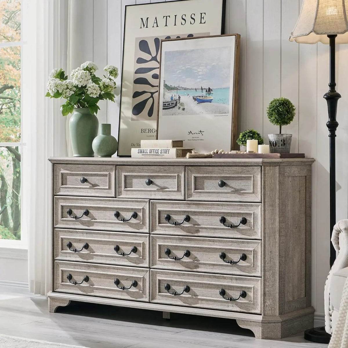 Farmhouse Rustic 9-Drawer Engineered Wood Dresser - Sleep Galleria
