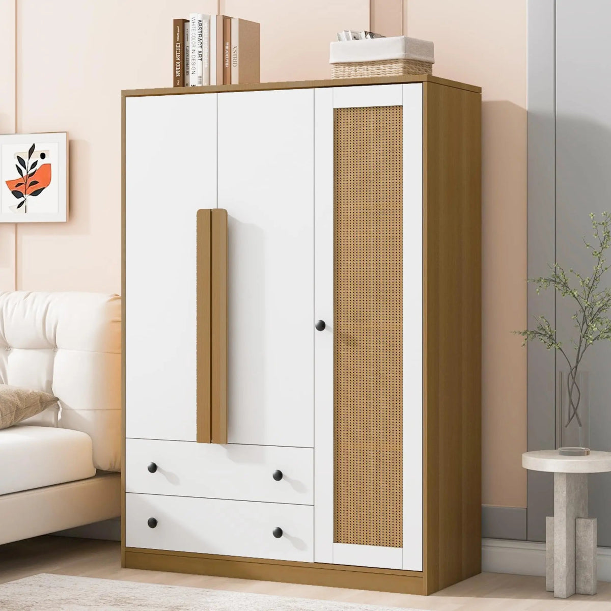 Modern Bedroom Wardrobe Closet With Drawers And Hanging Rod - Zenvia - Sleep Galleria