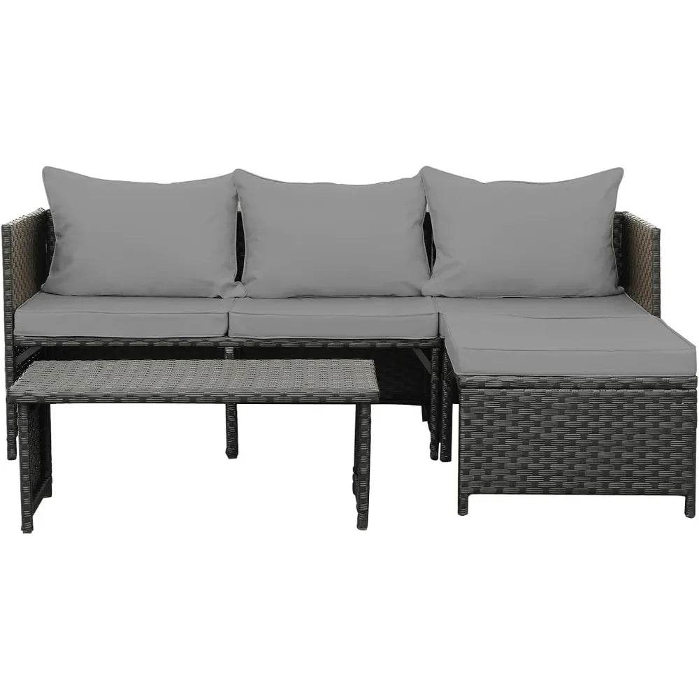 3-Piece Modern Outdoor PE Rattan Furniture Set - Sleep Galleria
