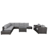 8-Person Brown HDPE Wicker Outdoor Sofa Seating Set