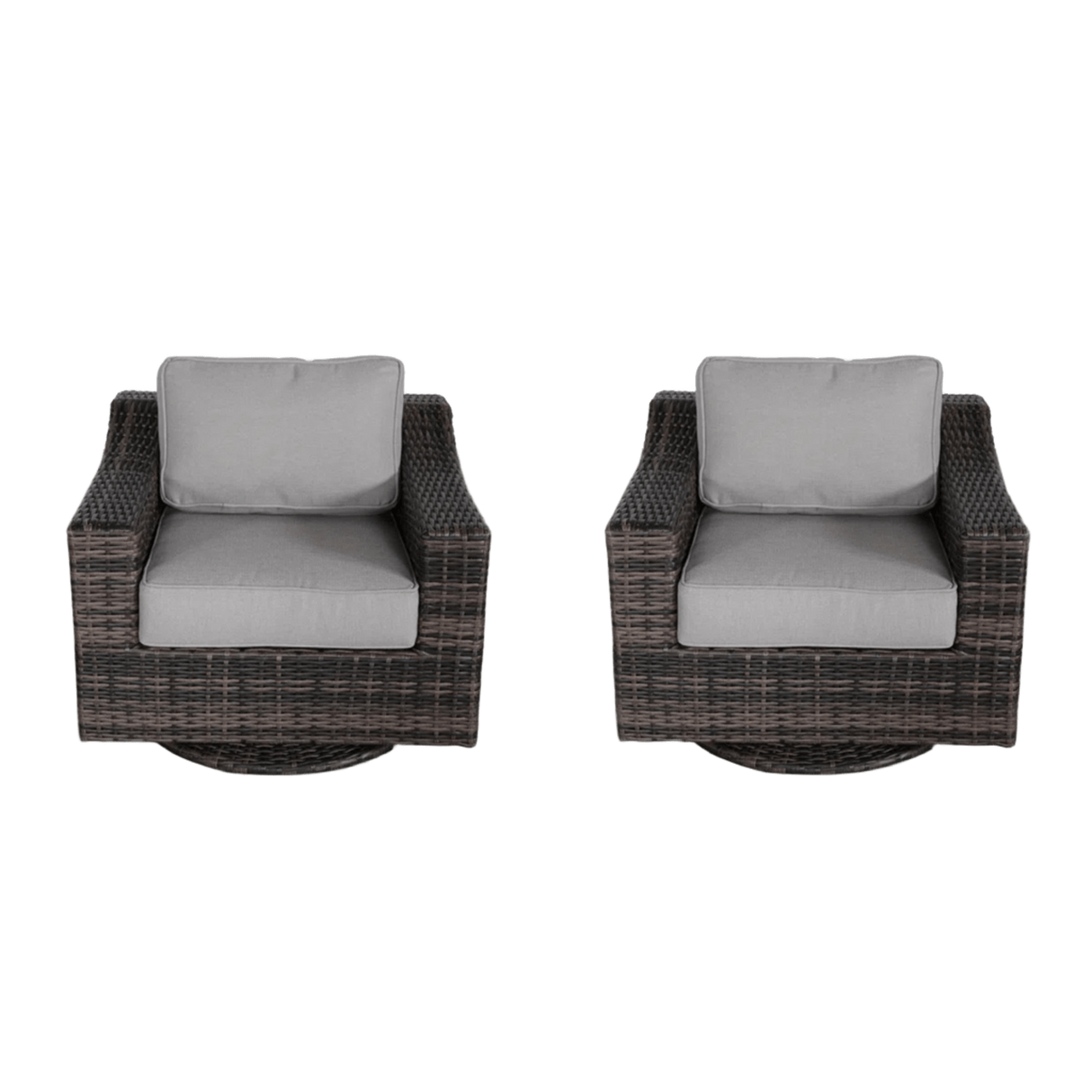 Contemporary Outdoor Swivel Wicker Patio Chair With Cushions